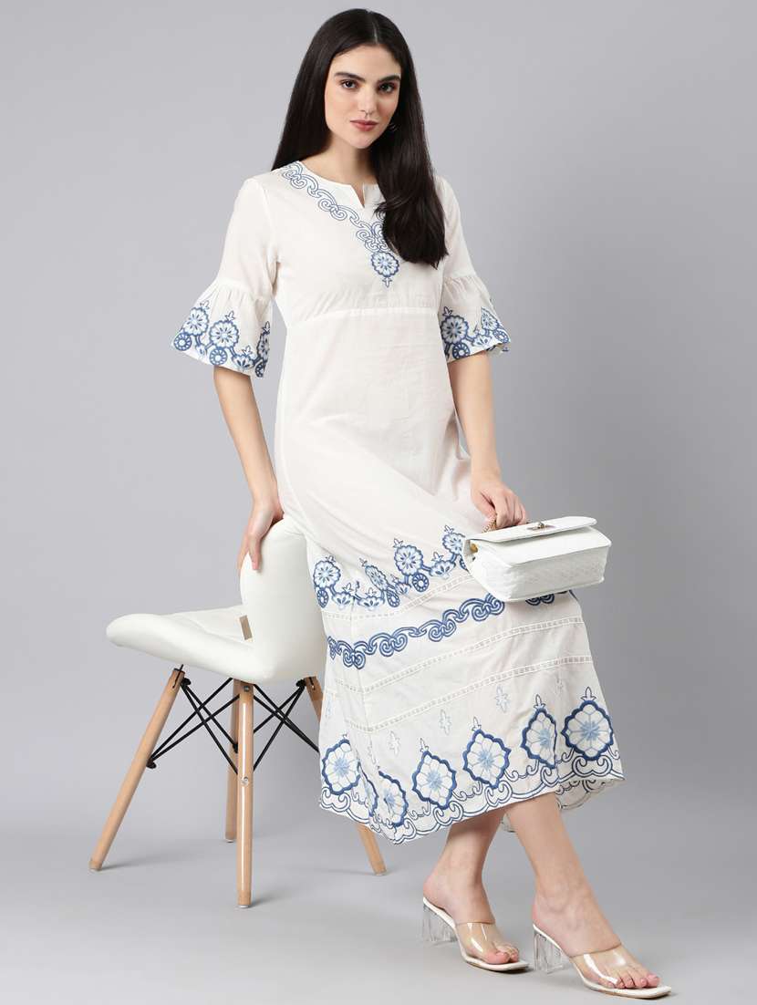 women white cotton a-line dress - 20383362 - Standard Image - 4
