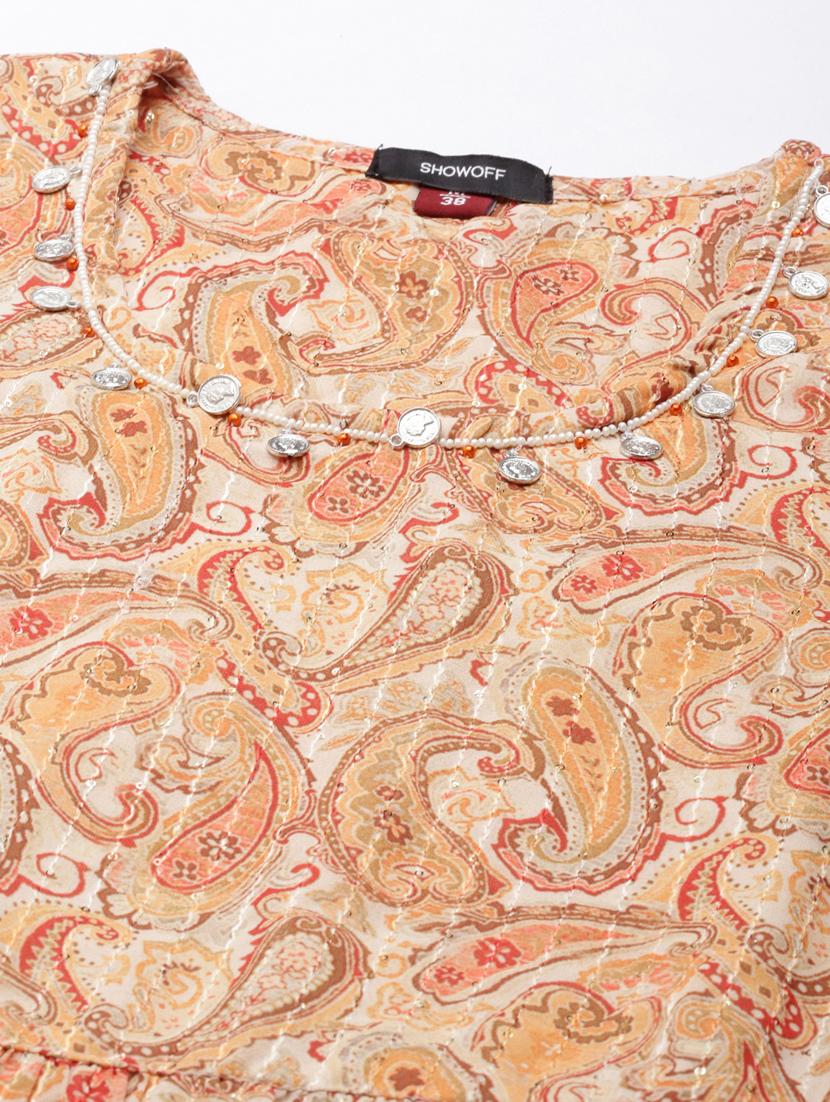 beige paisley print tiered dress - 20383367 - Standard Image - 6