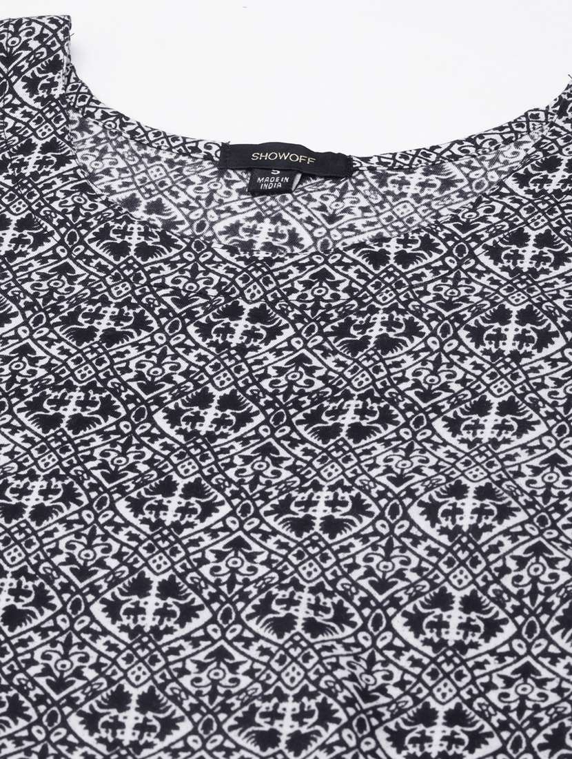 navy blue printed fit & flare dress - 20383372 -  Standard Image - 6