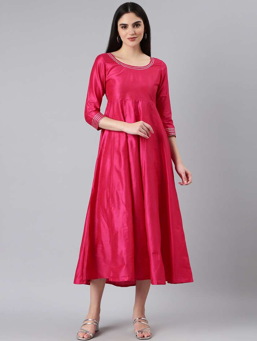 magenta gota work empire line ethnic dress