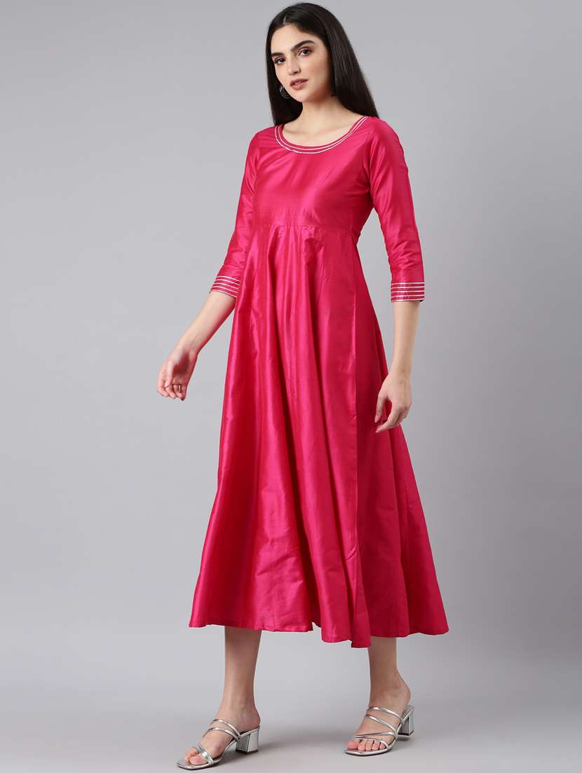 magenta gota work empire line ethnic dress - 20383375 -  Standard Image - 1