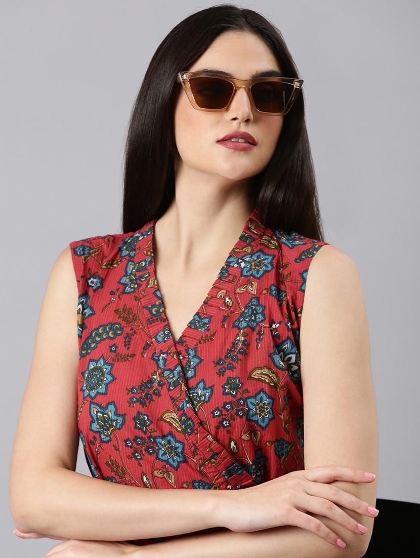 maroon floral wrap dress - 20383376 - Standard Image - 4
