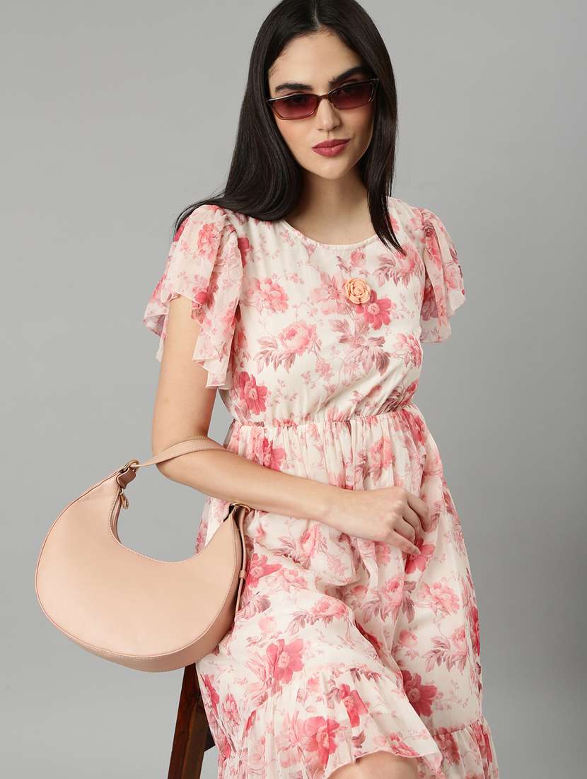 cream floral a-line dress - 20383378 -  Standard Image - 4