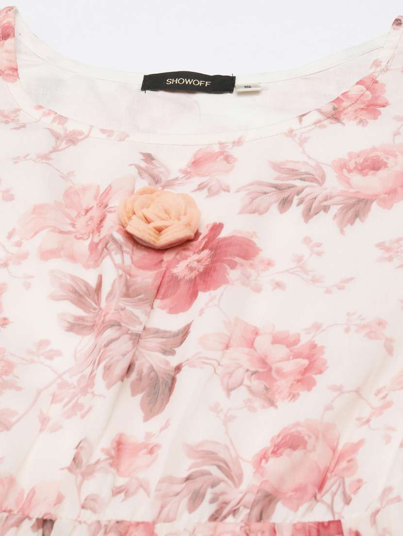 cream floral a-line dress - 20383378 -  Standard Image - 6