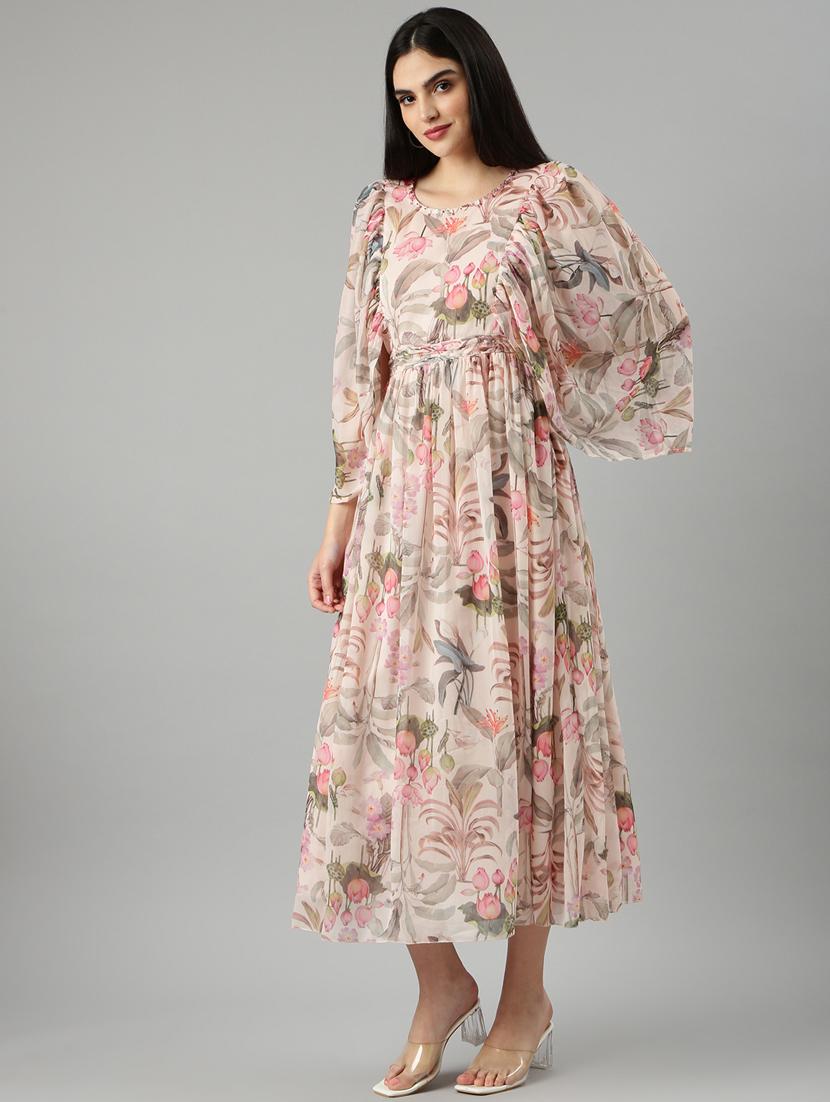 beige floral maxi dress - 20383387 - Standard Image - 1