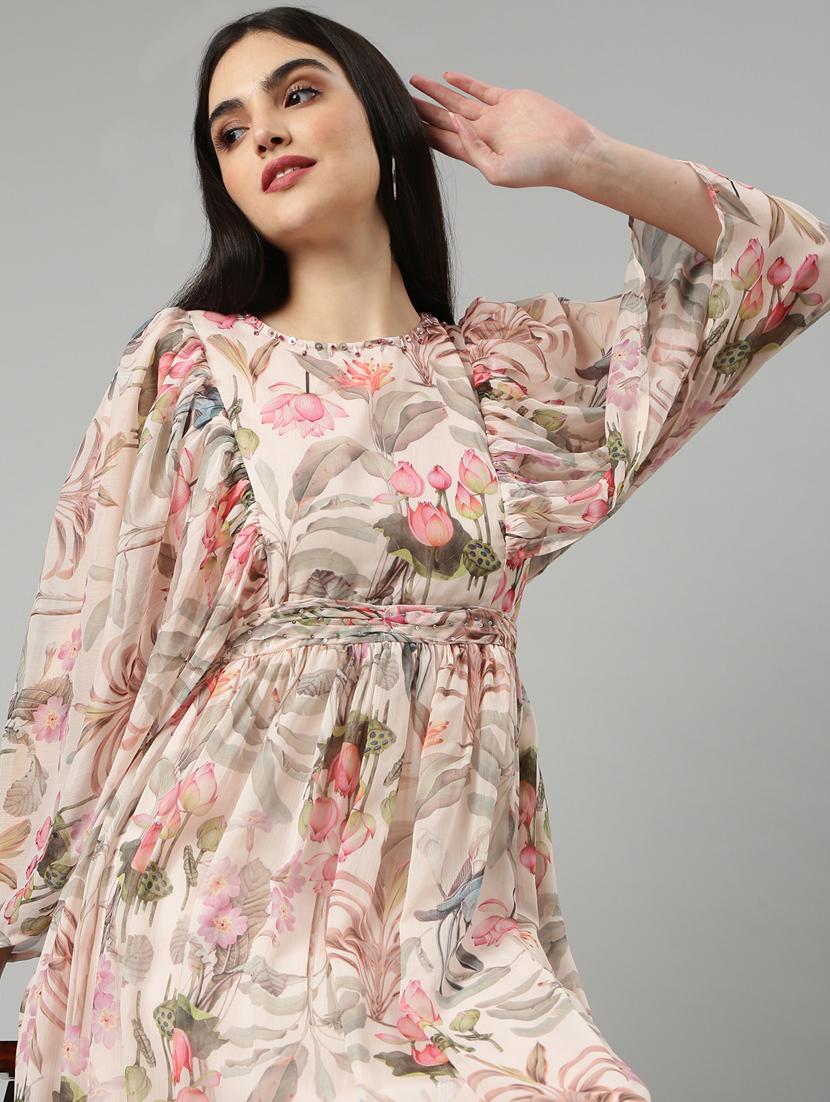 beige floral maxi dress - 20383387 - Standard Image - 4