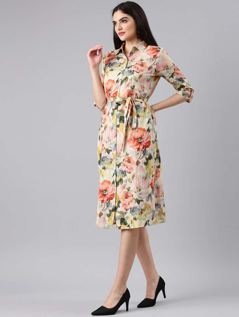 multi color floral shirt dress - 20383391 -  Standard Image - 1