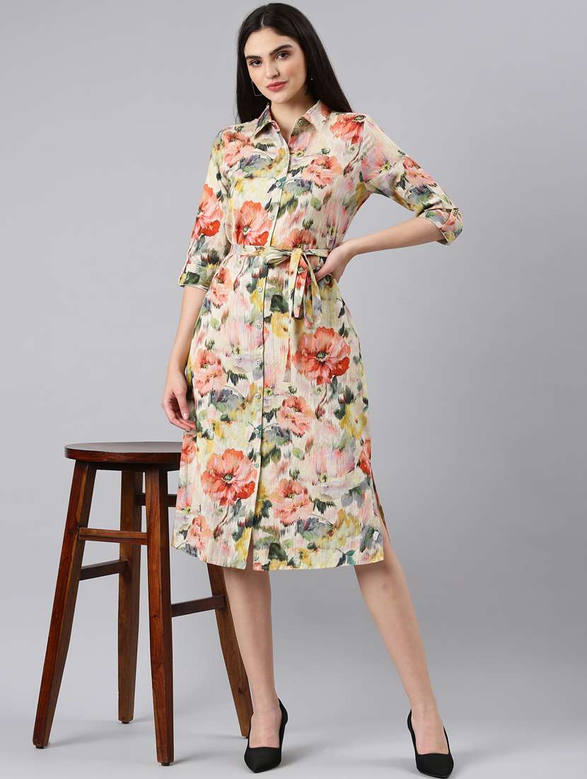 multi color floral shirt dress - 20383391 -  Standard Image - 4