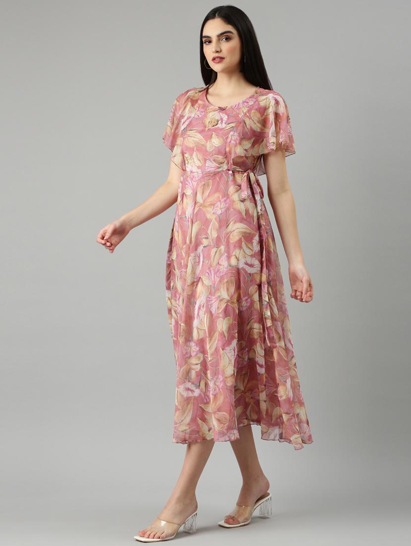 coral floral a-line dress - 20383392 - Standard Image - 1