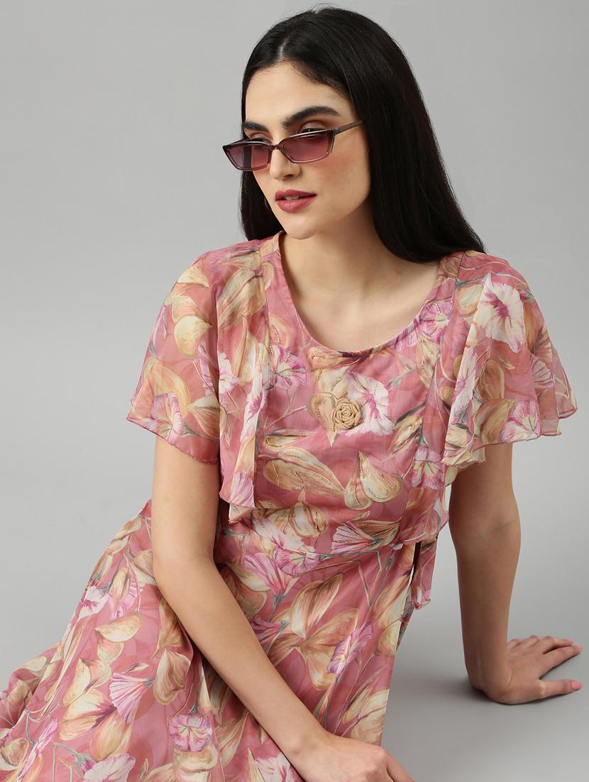 coral floral a-line dress - 20383392 - Standard Image - 4