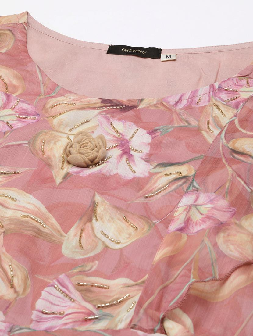 coral floral a-line dress - 20383392 - Standard Image - 6