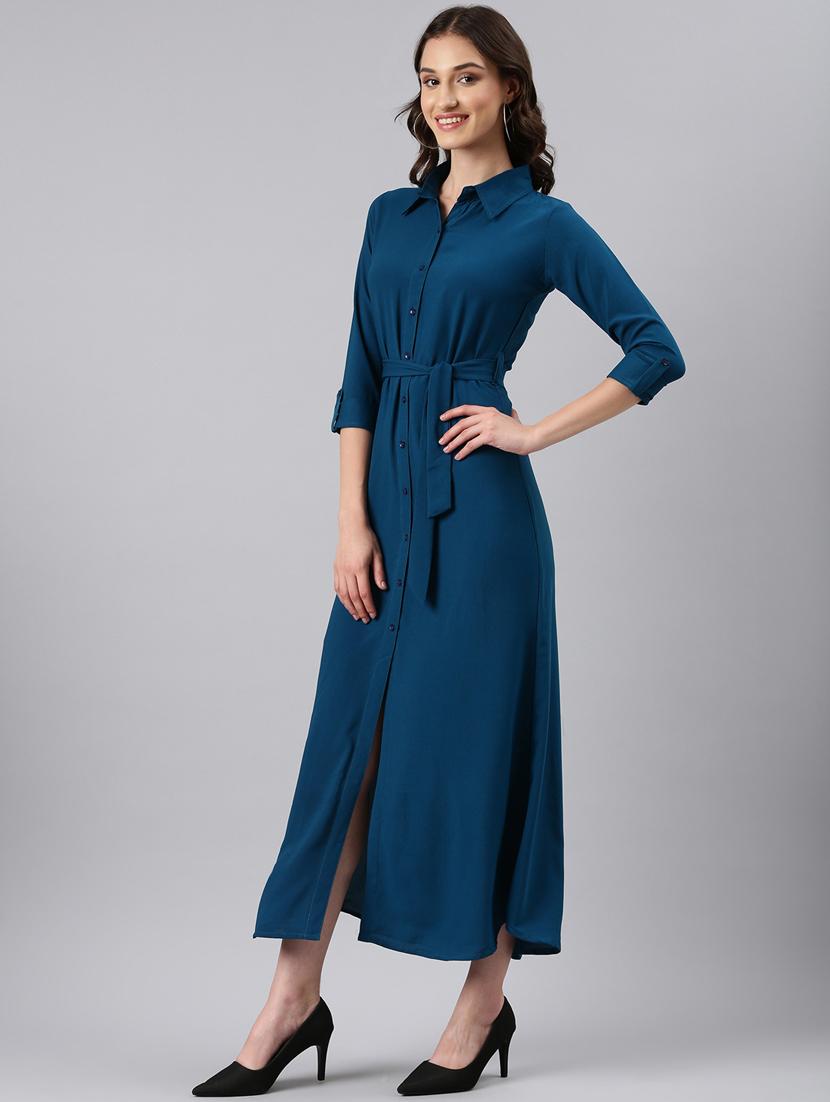 teal solid shirt dress - 20383397 -  Standard Image - 1