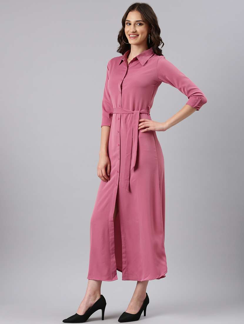 pink solid shirt dress - 20383398 -  Standard Image - 1
