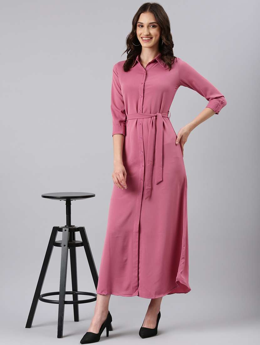 pink solid shirt dress - 20383398 -  Standard Image - 4