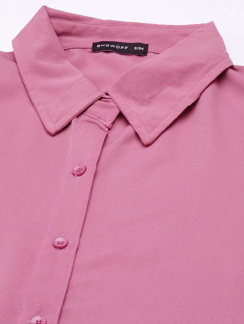 pink solid shirt dress - 20383398 -  Standard Image - 6