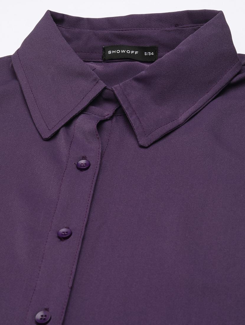 women purple georgette shirt dress - 20383399 - Standard Image - 6