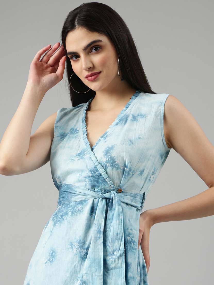 blue tie & dye wrap dress - 20383403 -  Standard Image - 4