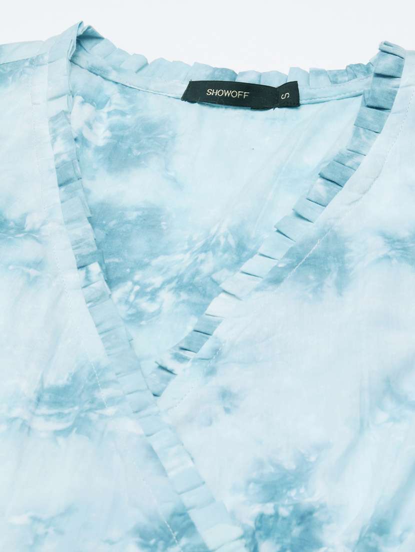 blue tie & dye wrap dress - 20383403 -  Standard Image - 6