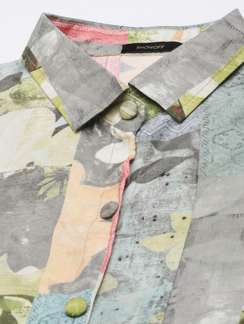 women multi color printed nylon shirt dress - 20383407 - Standard Image - 6
