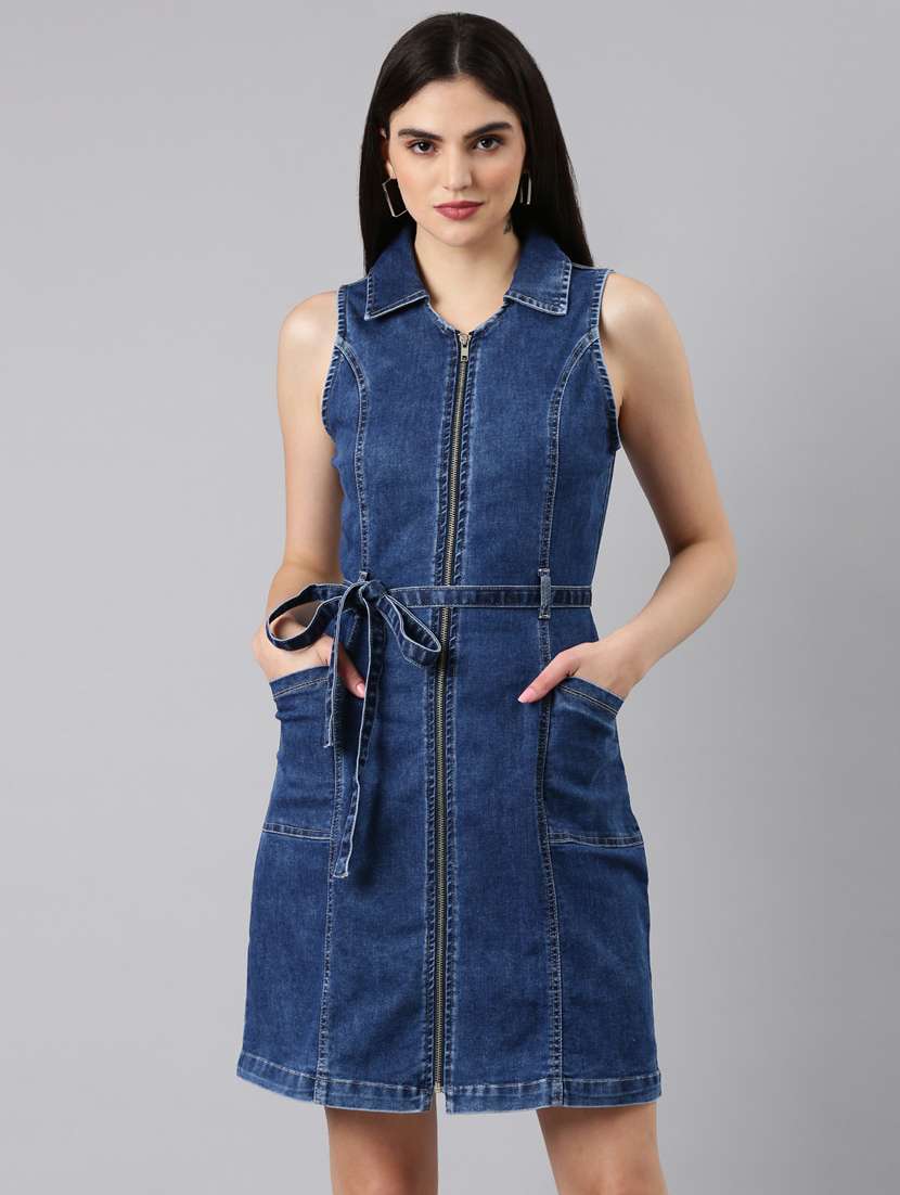 navy blue solid sheath dress