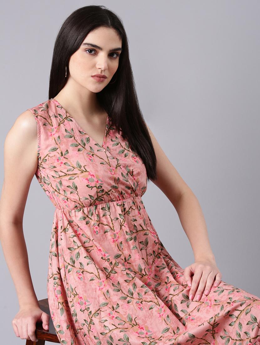 peach floral a-line dress - 20383421 - Standard Image - 4