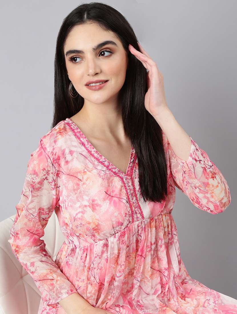 pink floral fit & flare dress - 20383423 - Standard Image - 4