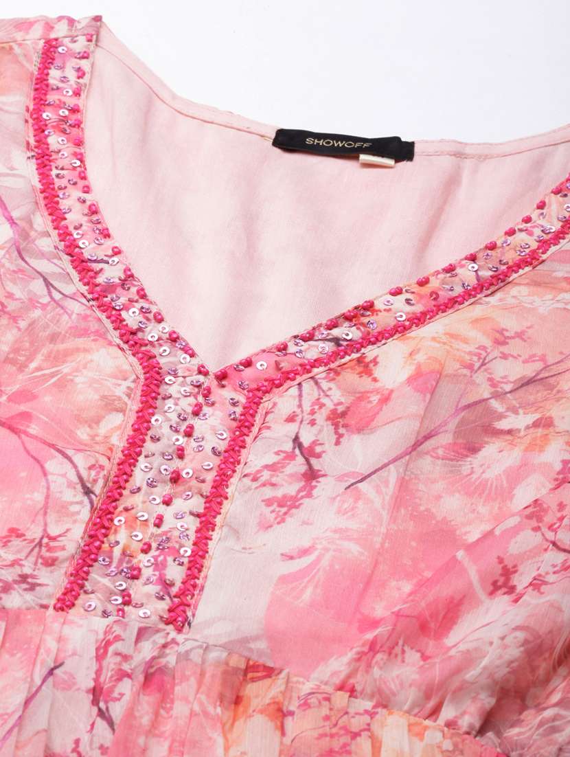 pink floral fit & flare dress - 20383423 - Standard Image - 6