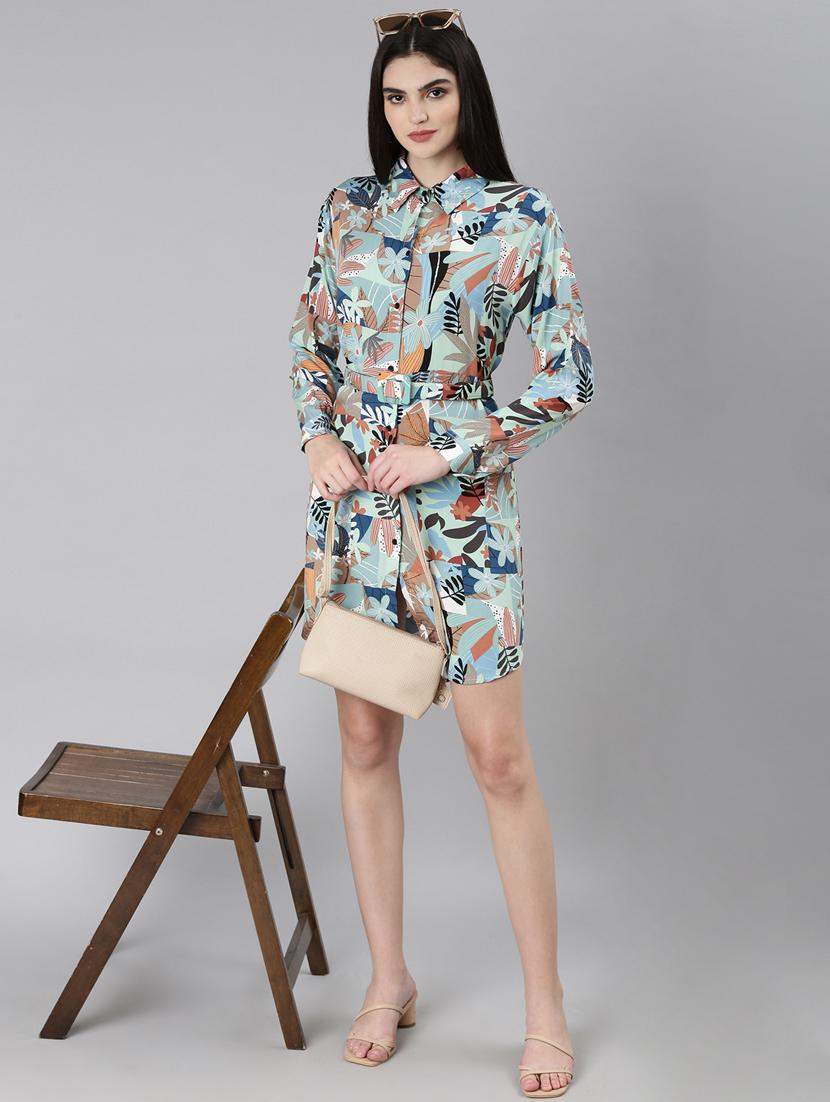 multi color tropical print shirt dress - 20383433 - Standard Image - 4