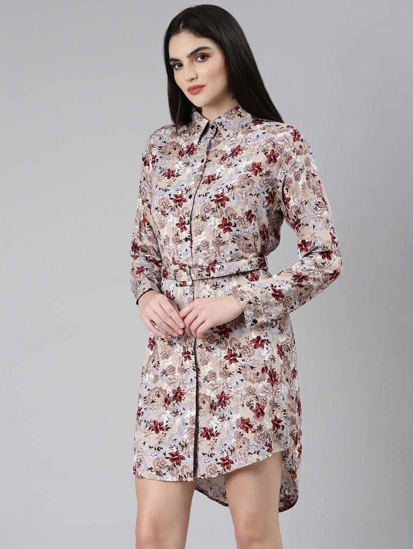 women multi color printed cotton shirt dress - 20383435 -  Standard Image - 1