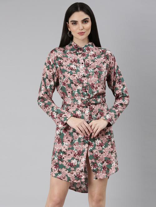 olive floral shirt dress - 20383436 - Standard Image - 0