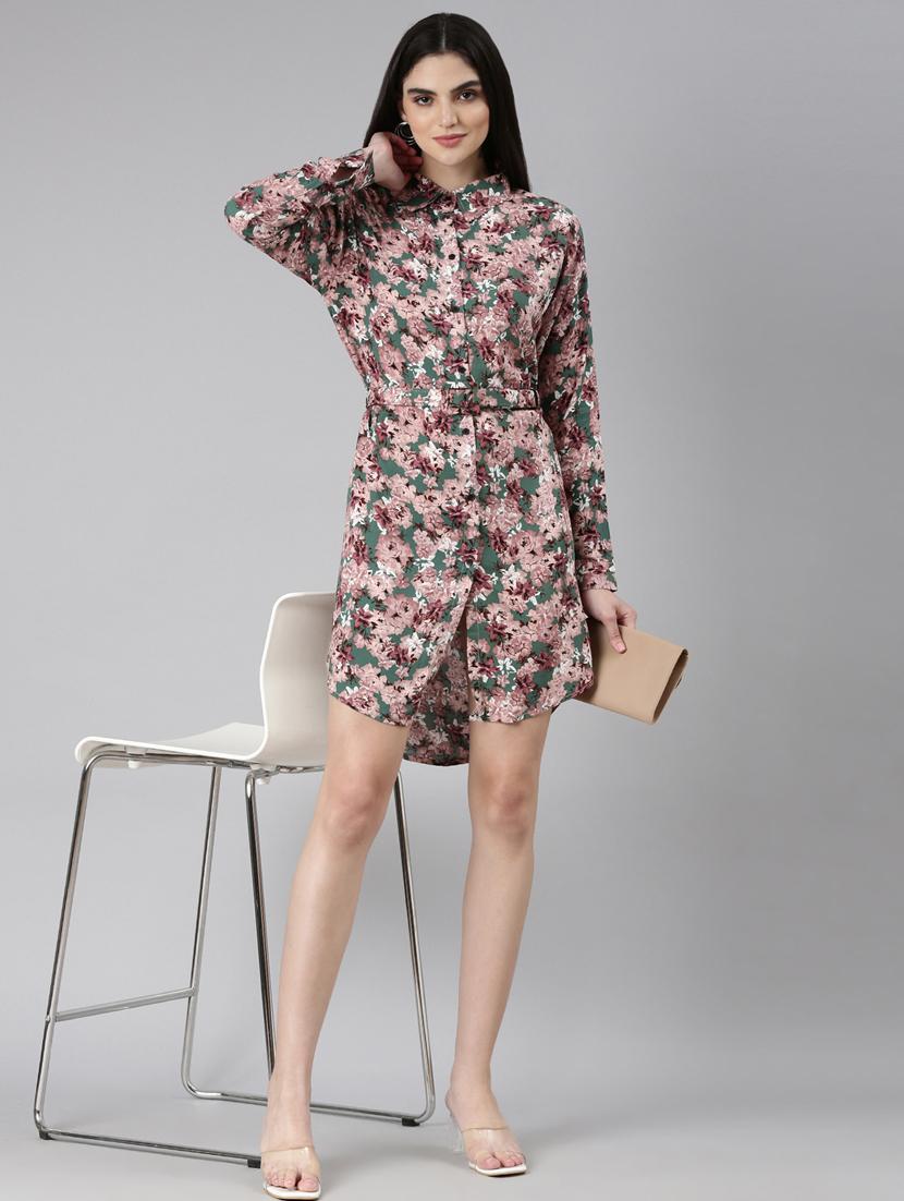 olive floral shirt dress - 20383436 - Standard Image - 4