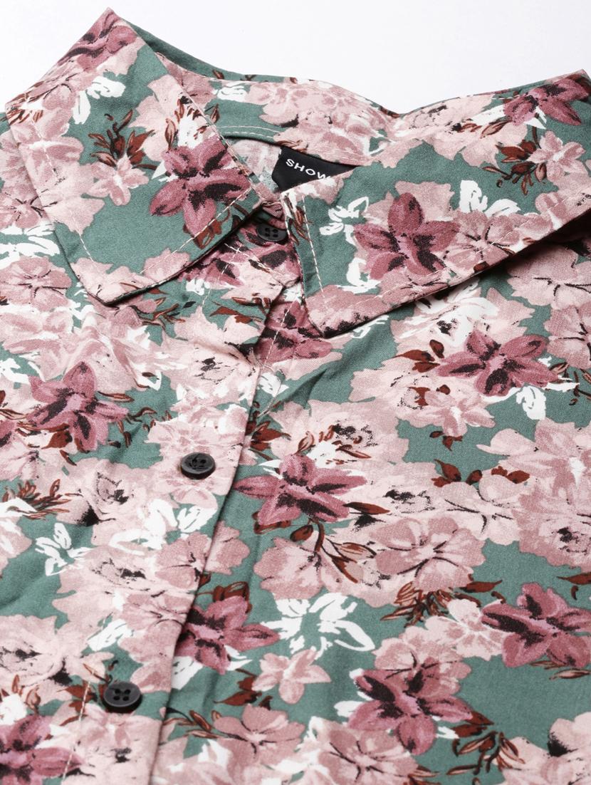 olive floral shirt dress - 20383436 - Standard Image - 6