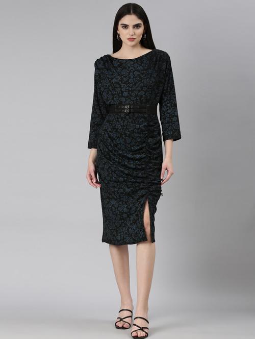 black self designed long sleeves dress - 20383437 -  Standard Image - 0