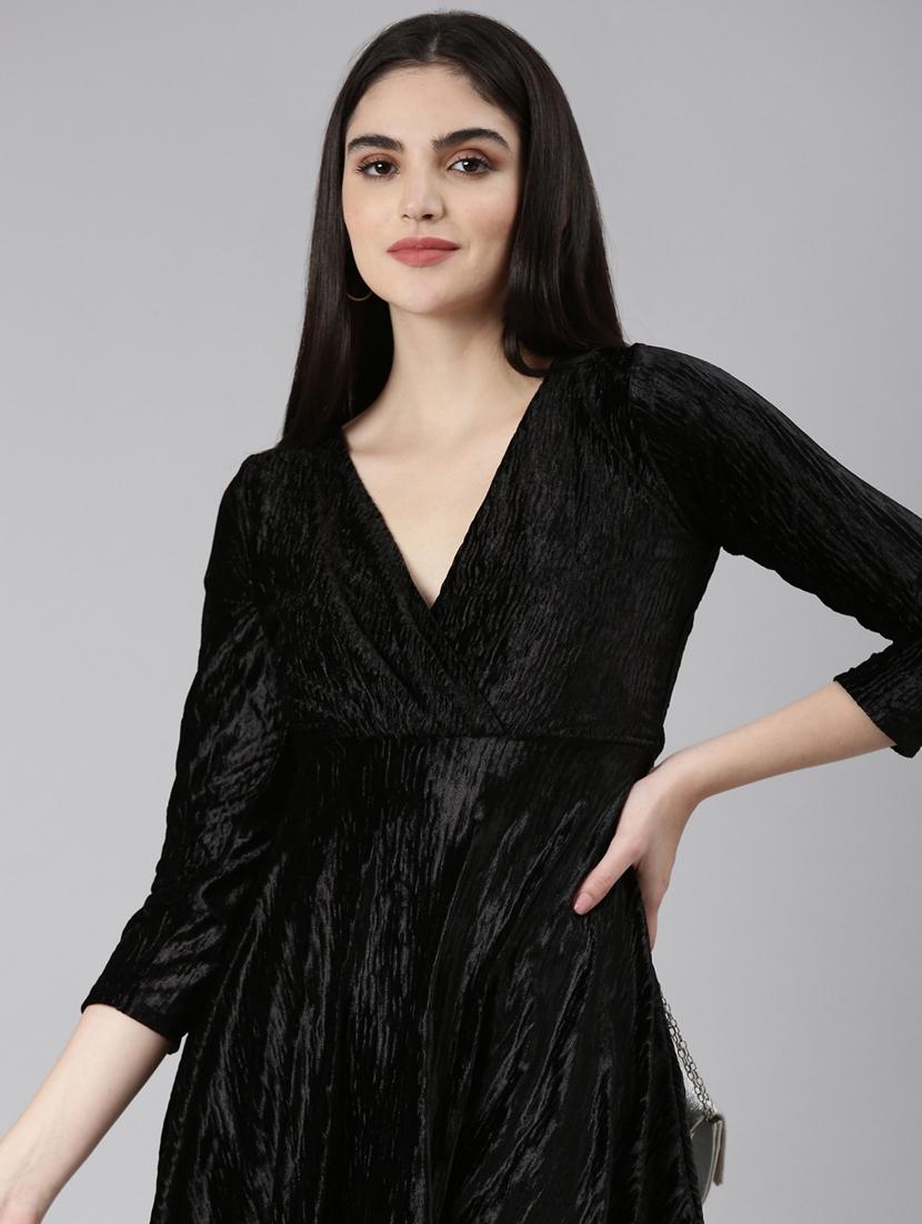 black self design skater dress - 20383443 - Standard Image - 4