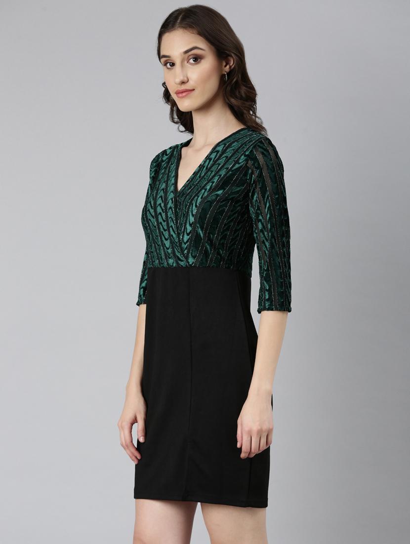 green self designed bodycon dress - 20383445 - Standard Image - 1