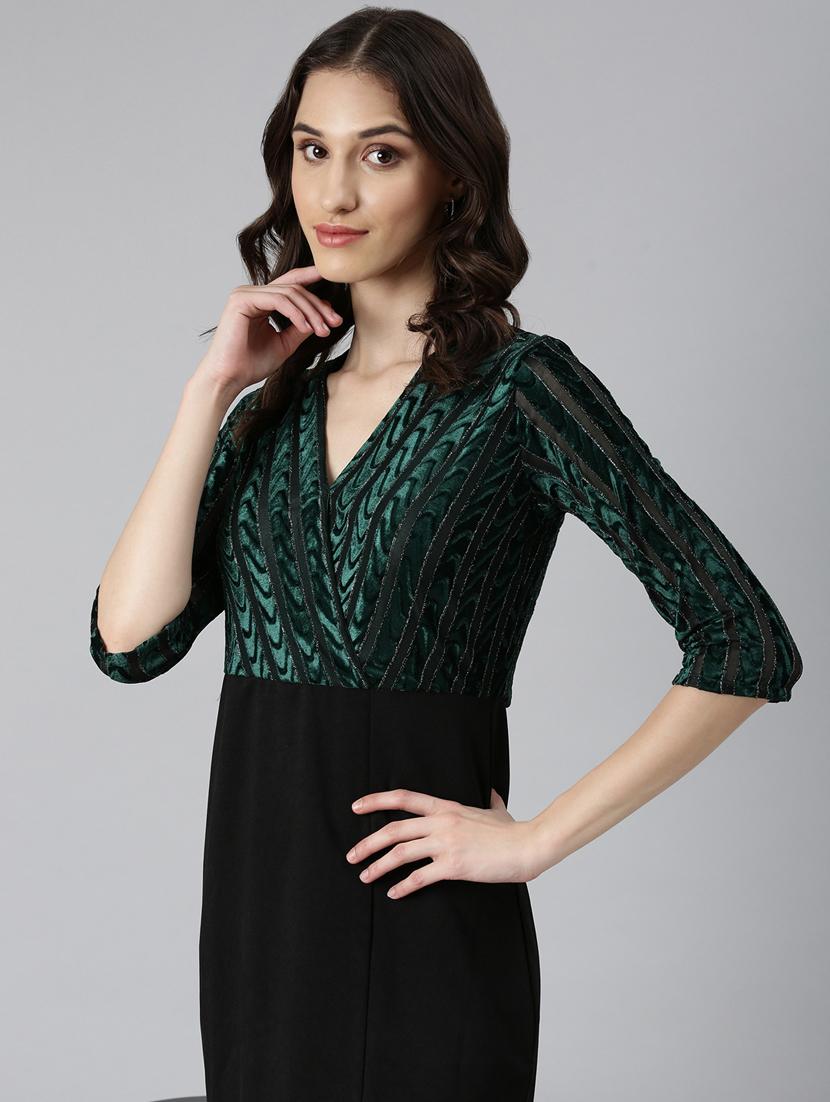 green self designed bodycon dress - 20383445 - Standard Image - 4
