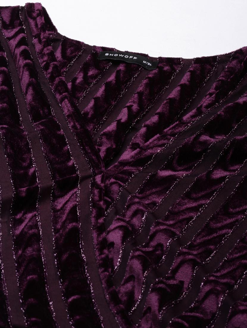 purple self design bodycon dress - 20383446 - Standard Image - 6
