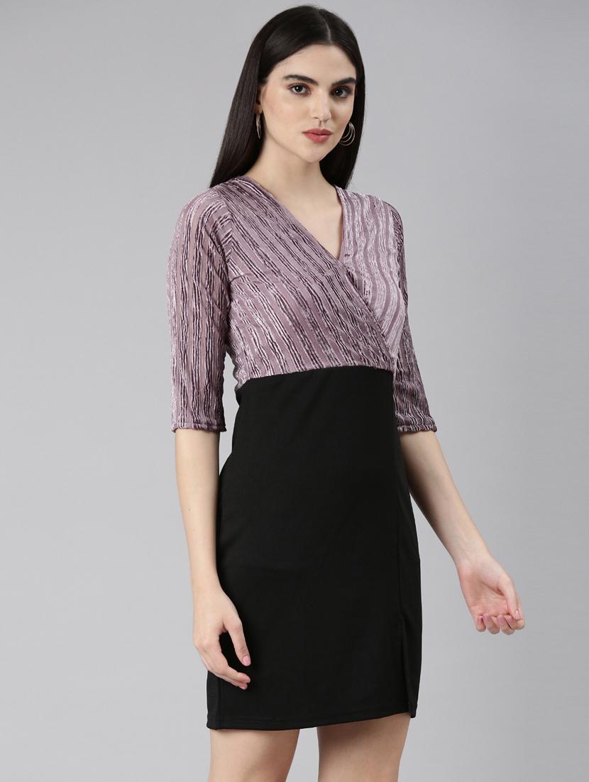 purple self designed bodycon dress - 20383447 - Standard Image - 1
