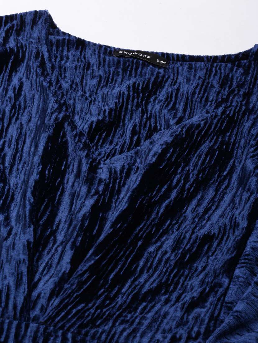 navy blue self design a-line dress - 20383454 -  Standard Image - 6