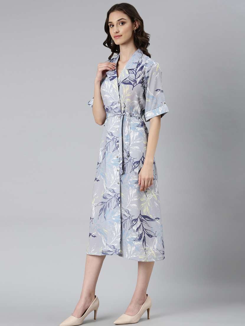 grey tropical printed wrap dress - 20383463 -  Standard Image - 1
