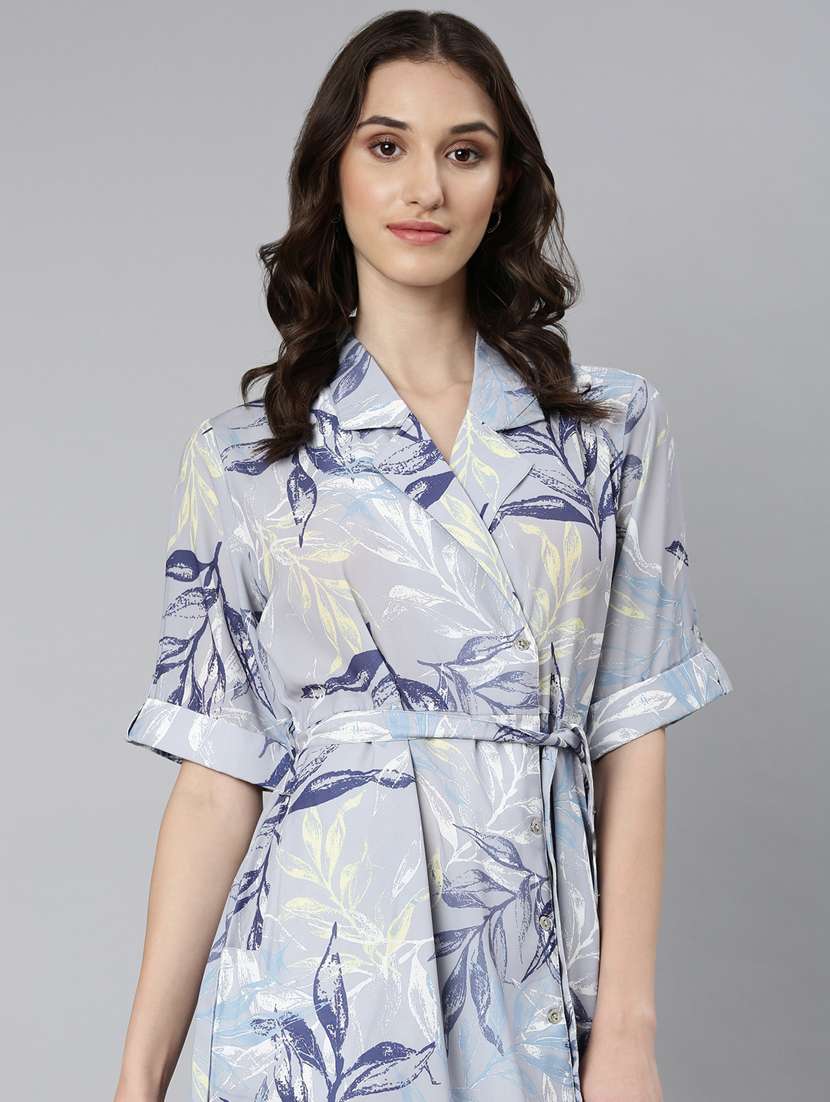 grey tropical printed wrap dress - 20383463 - Standard Image - 4