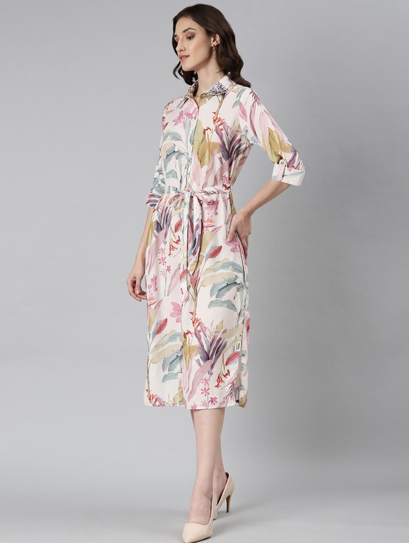 women multi color printed cotton shirt dress - 20383464 - Standard Image - 1