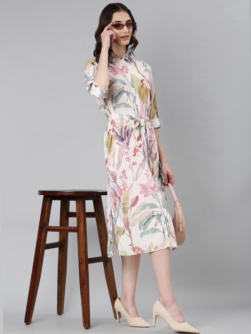 women multi color printed cotton shirt dress - 20383464 - Standard Image - 4