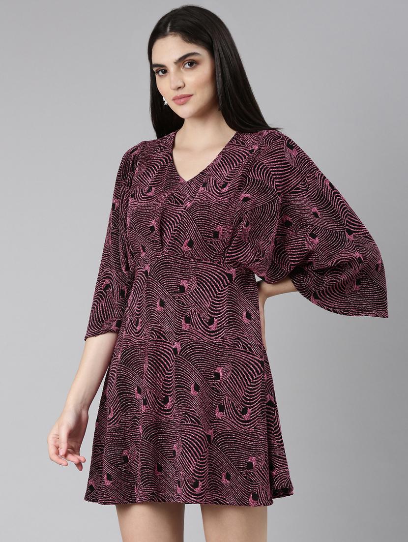 pink self design a-line dress - 20383467 -  Standard Image - 1