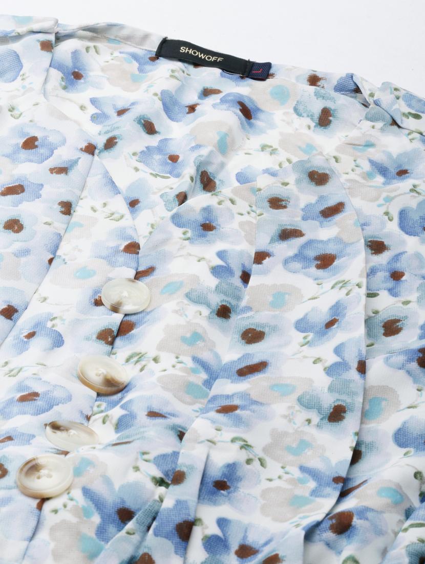 off white floral fit & flare dress - 20383469 - Standard Image - 6