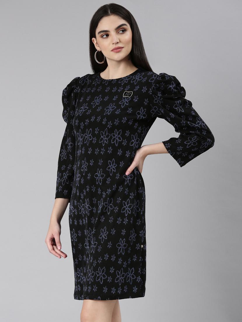 black self design shift dress - 20383472 -  Standard Image - 1