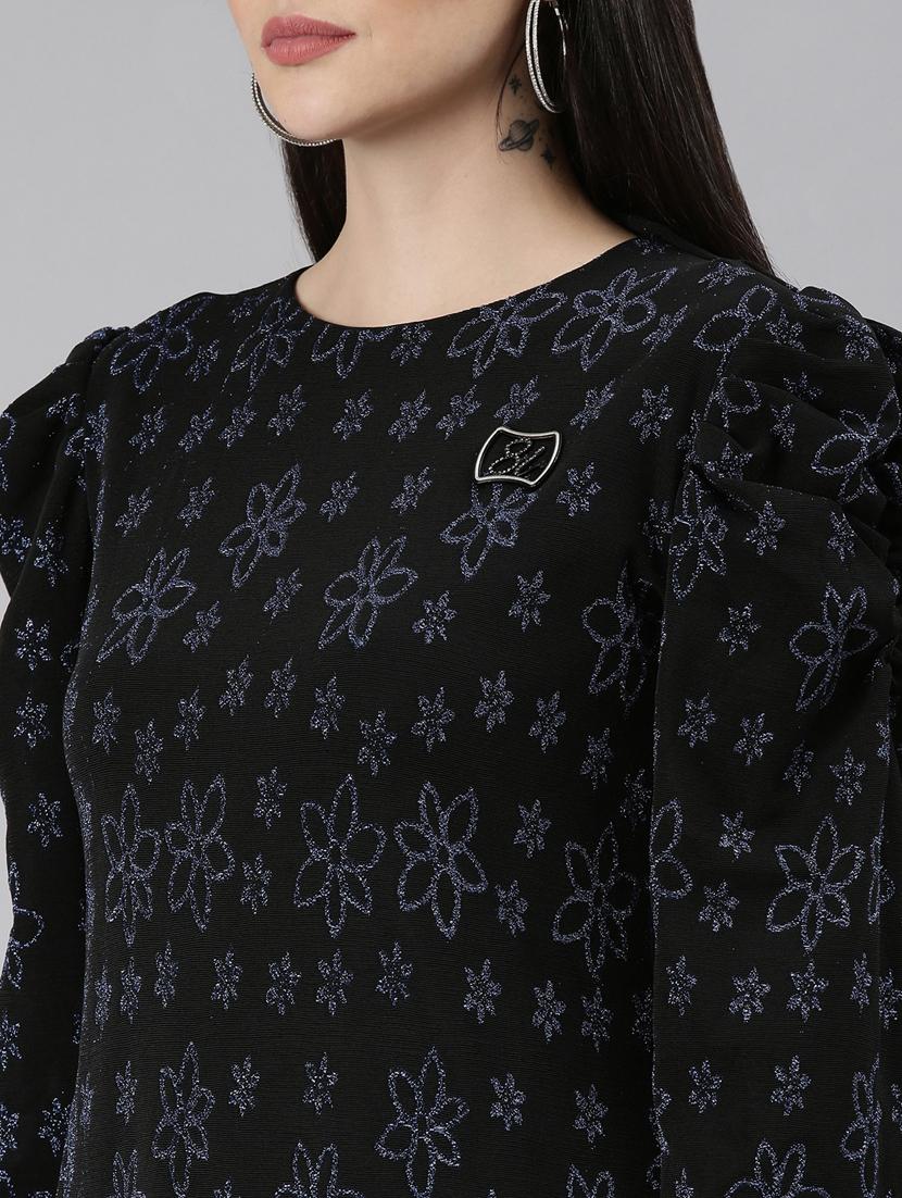 black self design shift dress - 20383472 - Standard Image - 6