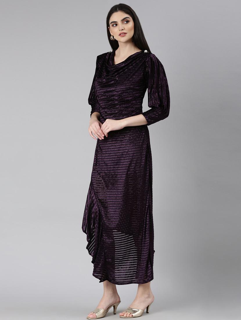 purple embellished asymmetric dress - 20383479 - Standard Image - 1