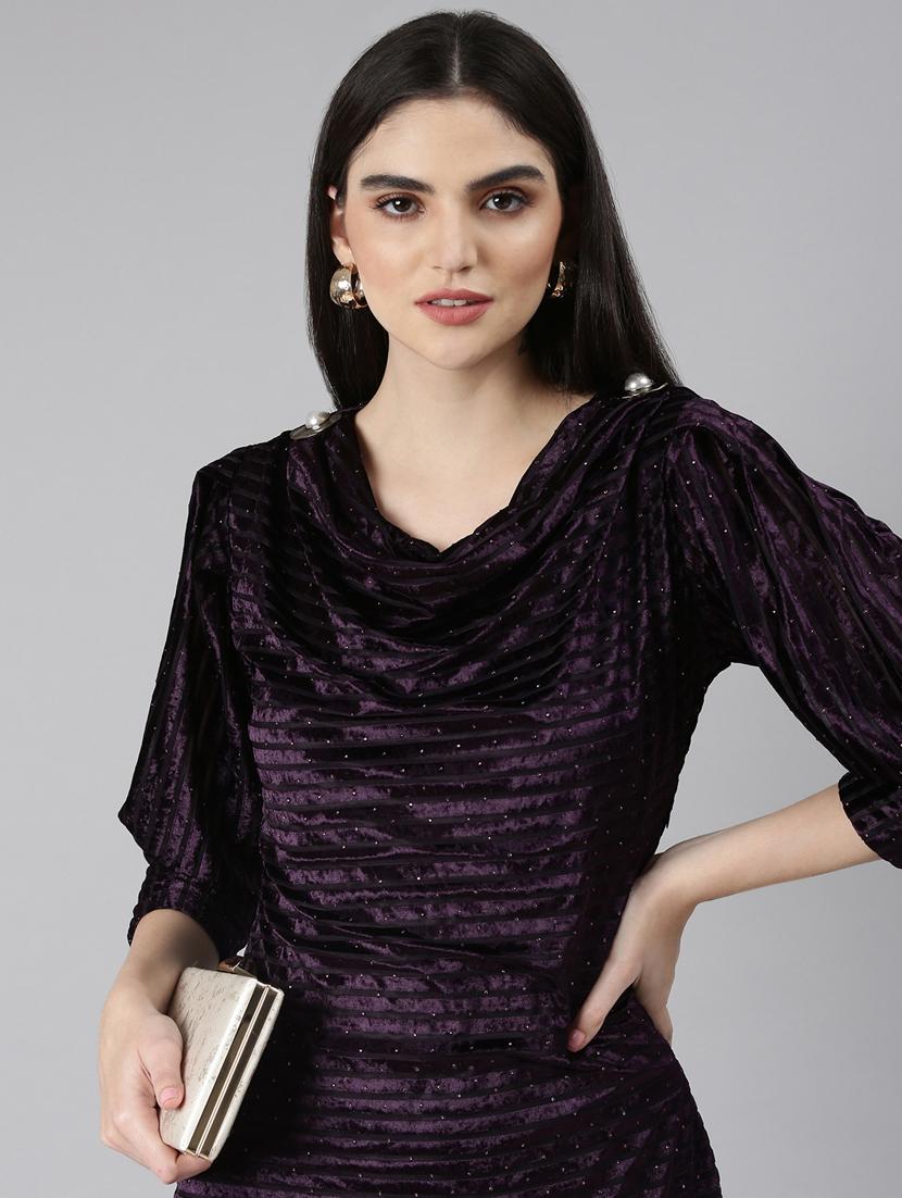purple embellished asymmetric dress - 20383479 - Standard Image - 4