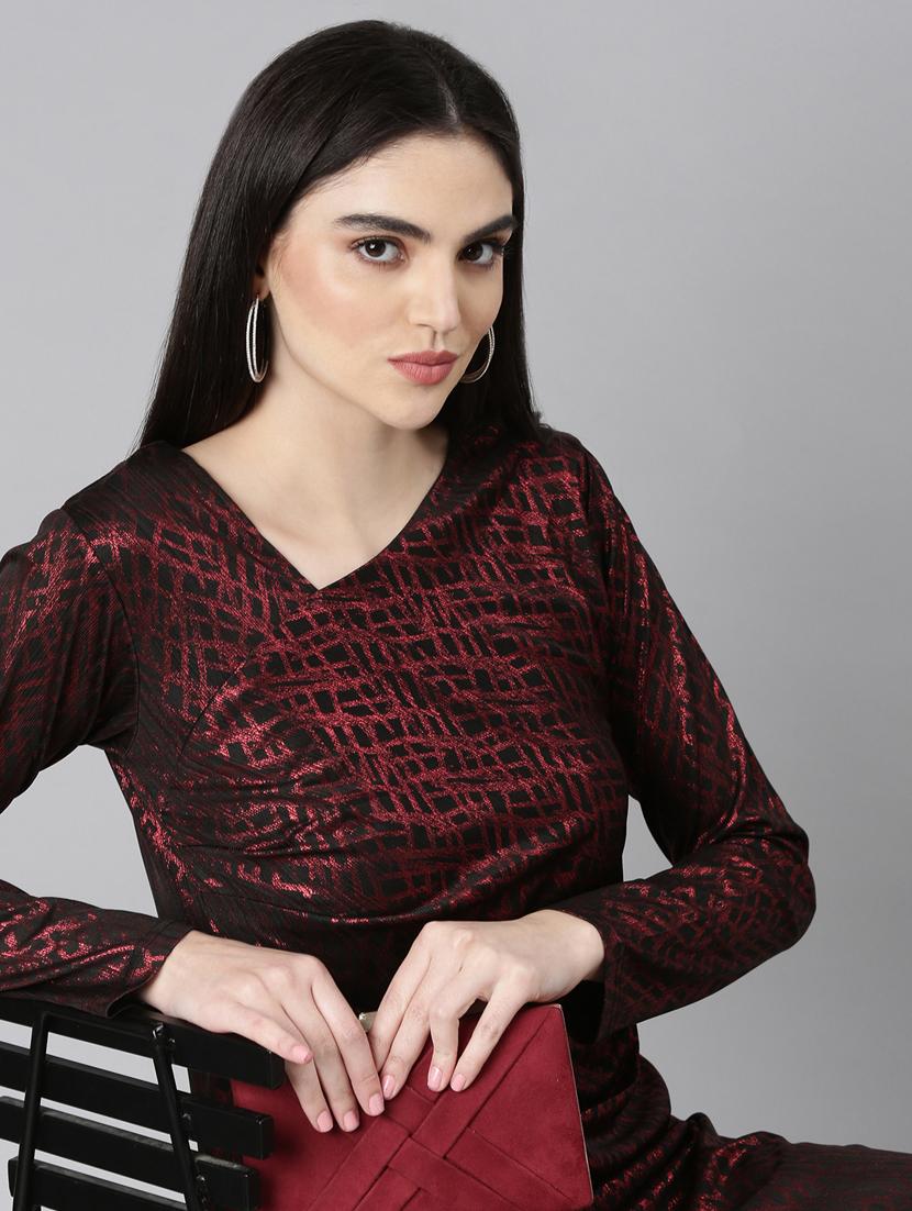 women red viscose asymmetric dress - 20383494 - Standard Image - 4